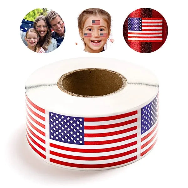 Customized 250pcs American Flag Patriotic Sticker Roll