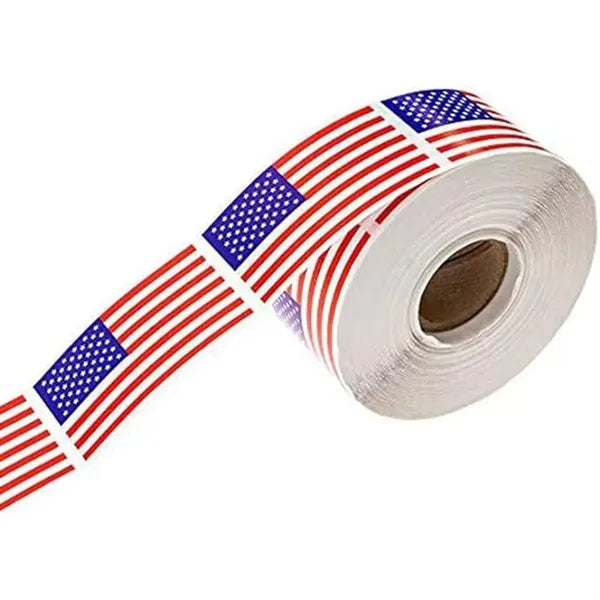 Customized 250pcs American Flag Patriotic Sticker Roll