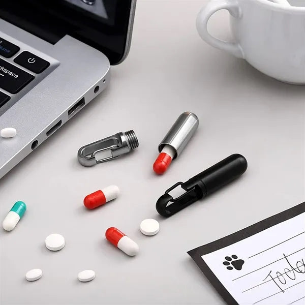 Pill Bottle Keychain Container 2.52*0.59In