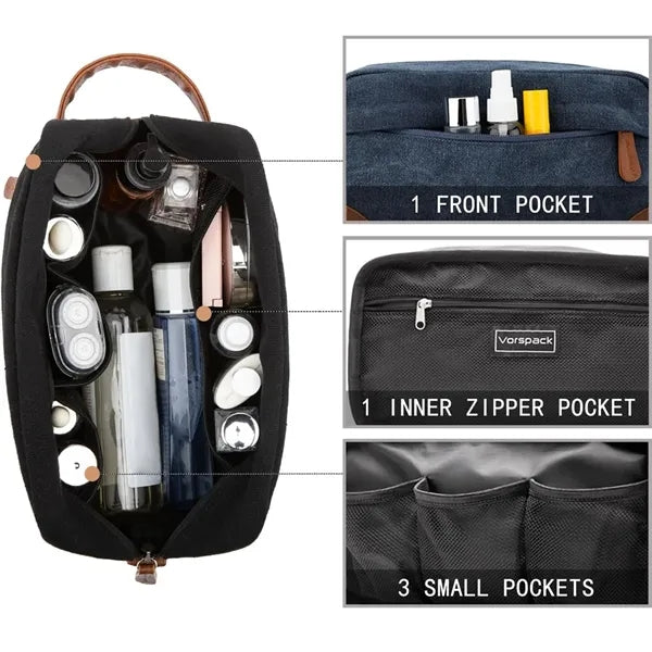 Canvas Toiletry Bag Hanging Dopp Kit Unisex