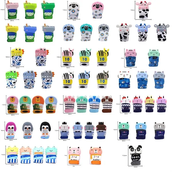 Silicone Teething Mitts with Adjustable Strap