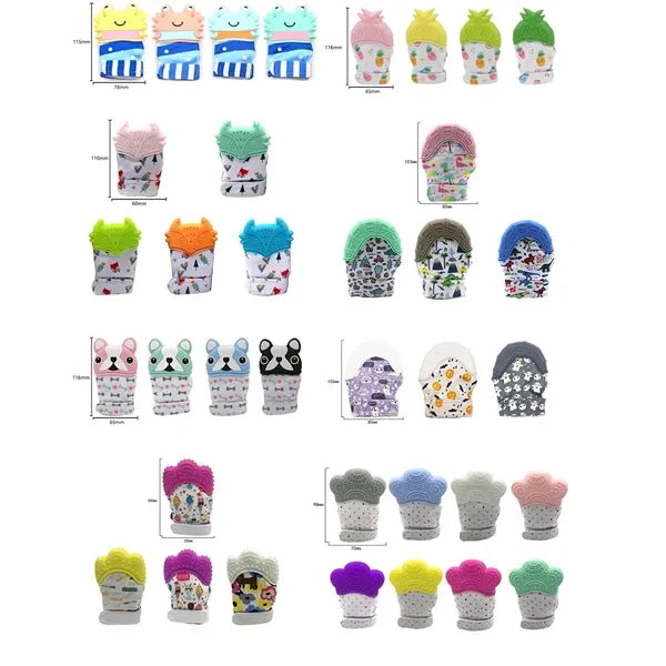 Silicone Teething Mitts with Adjustable Strap