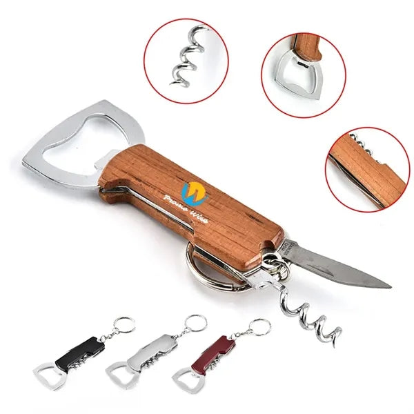 Multifunctional Eco-Friendly Bamboo Bottle Opener Keychain
