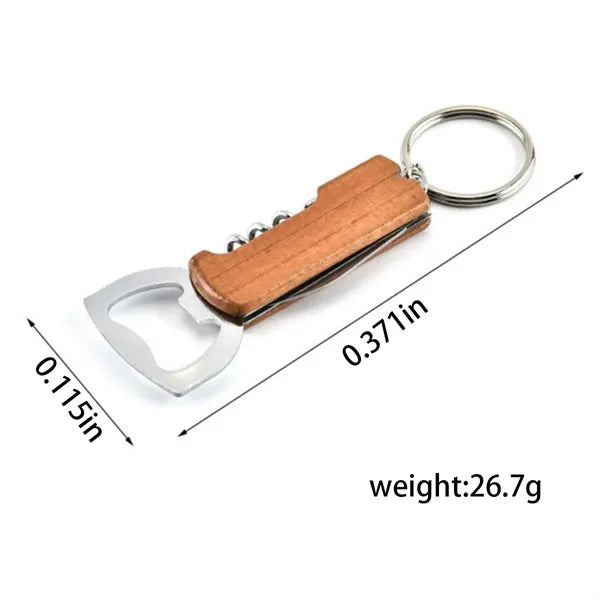 Multifunctional Eco-Friendly Bamboo Bottle Opener Keychain