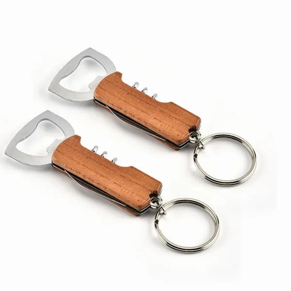 Multifunctional Eco-Friendly Bamboo Bottle Opener Keychain