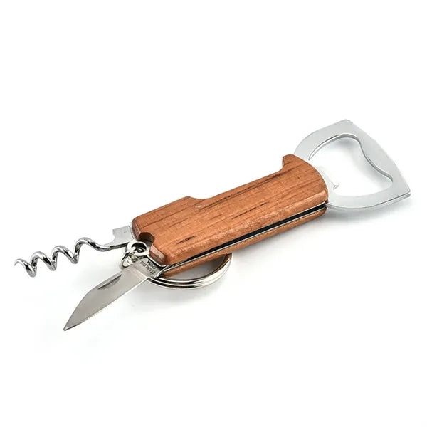 Multifunctional Eco-Friendly Bamboo Bottle Opener Keychain