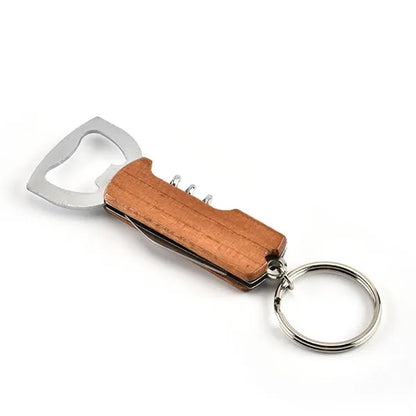 Multifunctional Eco-Friendly Bamboo Bottle Opener Keychain