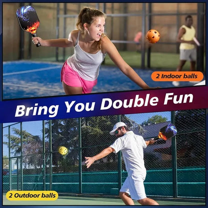 Wooden Pickleball Set w/ Rebound Trainer