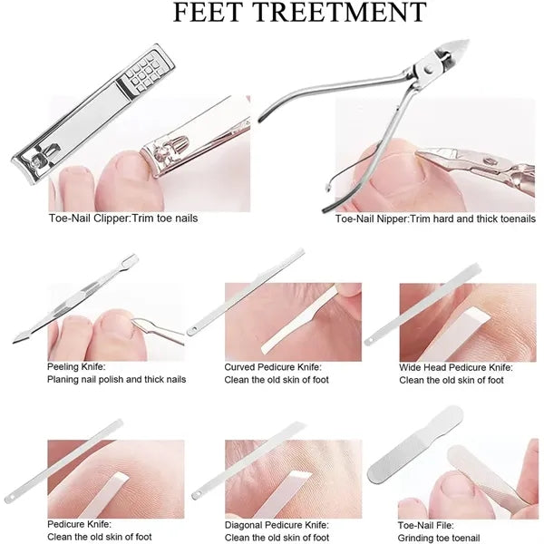 19 Pcs Stainless Steel Manicure Kit Nail Care Tools