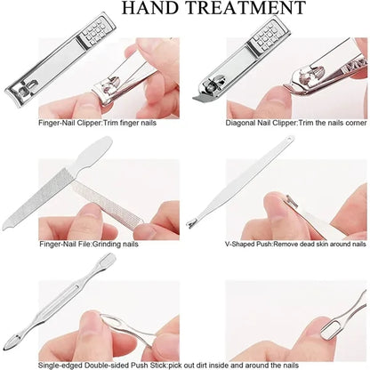 19 Pcs Stainless Steel Manicure Kit Nail Care Tools