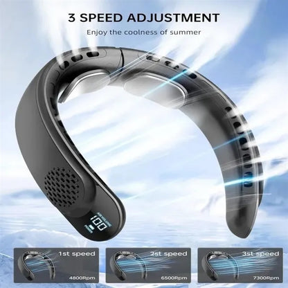 Rechargeable Neck Fan with LED Display