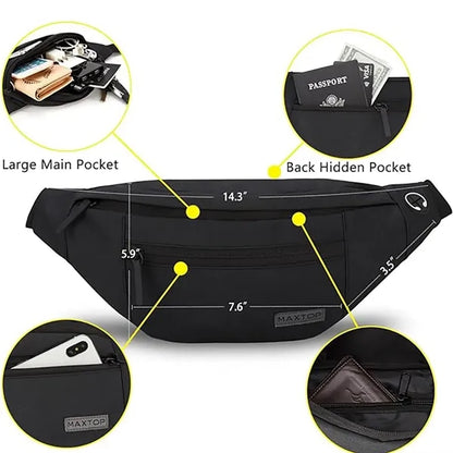 Sleek Waist Bag , Stylish, Perfect for Travel & Hiking.