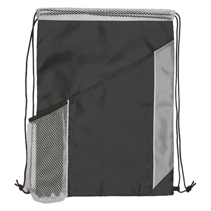 Tri Color Polyester Drawstring Bag with Mesh Pocket