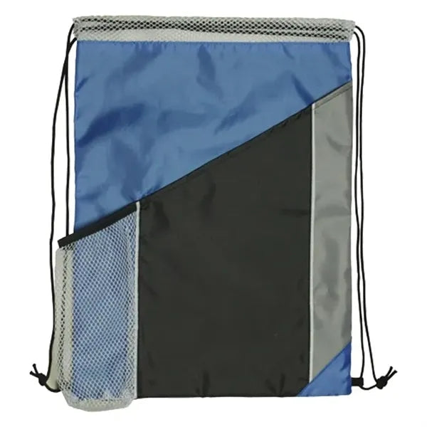 Tri Color Polyester Drawstring Bag with Mesh Pocket