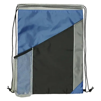 Tri Color Polyester Drawstring Bag with Mesh Pocket