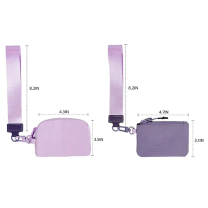 Dual Pouch Mini Zip Around Wristlet Keychain Wallet