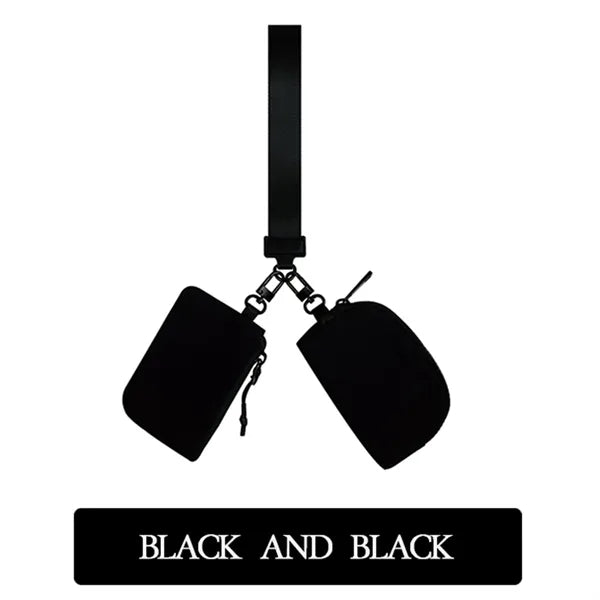 Dual Pouch Mini Zip Around Wristlet Keychain Wallet