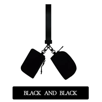 Dual Pouch Mini Zip Around Wristlet Keychain Wallet