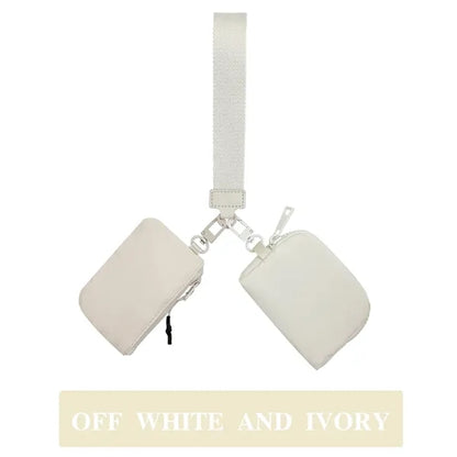 Dual Pouch Mini Zip Around Wristlet Keychain Wallet