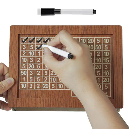Wooden Money Saving Box Piggy Bank with Target and Numbers