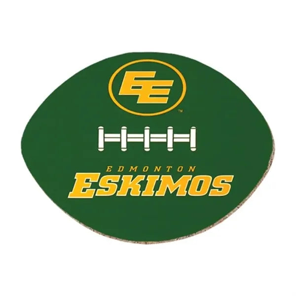 4" Football Shape Deluxe Coaster w/Cork Lining