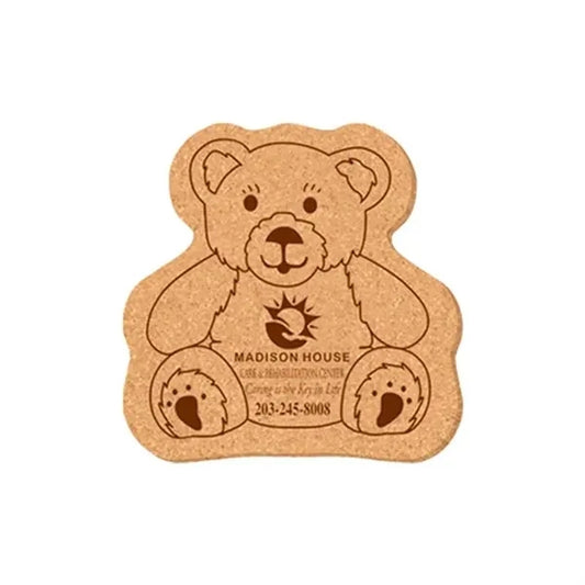 5" x 5" Teddy Bear Shape Cork Coasters