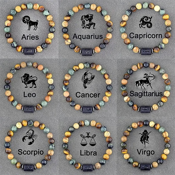 12 Constellation Zodiac Signs Beads Bracelet