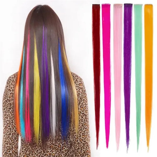 Colorful Wig Highlight Rainbow Hair Extensions Clip