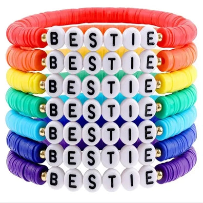 Rainbow Beaded Elastic Bracelets