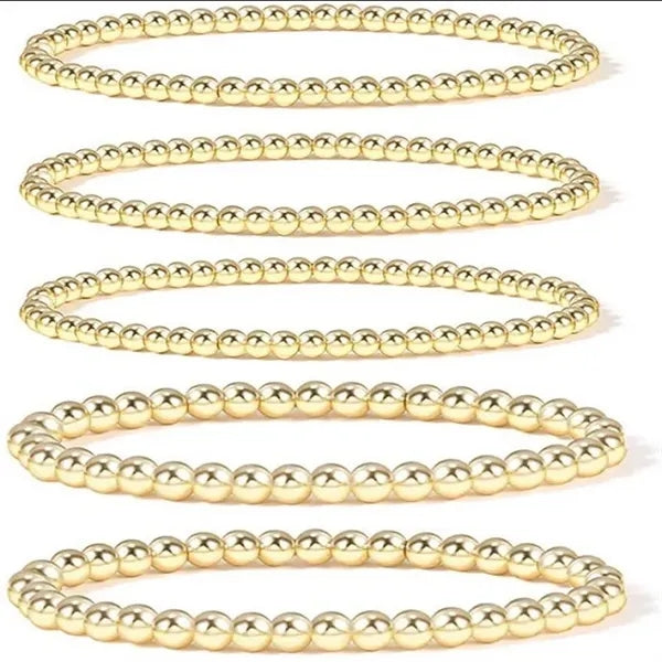 Gold Bead Ball Stretchable Elastic Bracelets