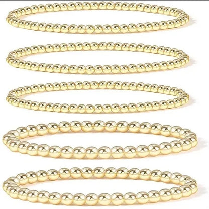 Gold Bead Ball Stretchable Elastic Bracelets