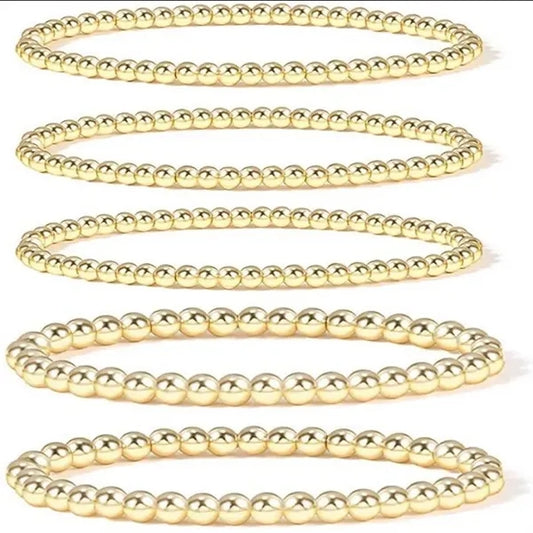 Gold Bead Ball Stretchable Elastic Bracelets