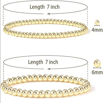 Gold Bead Ball Stretchable Elastic Bracelets