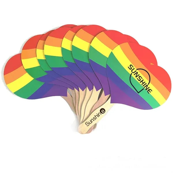 Rainbow Heart Shape Hand Fan