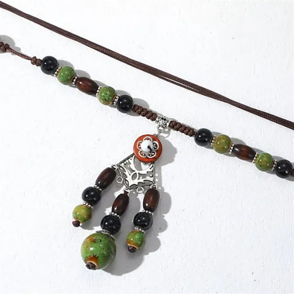 Ethnic Style Ceramic Beaded Sweater Chain Necklace
