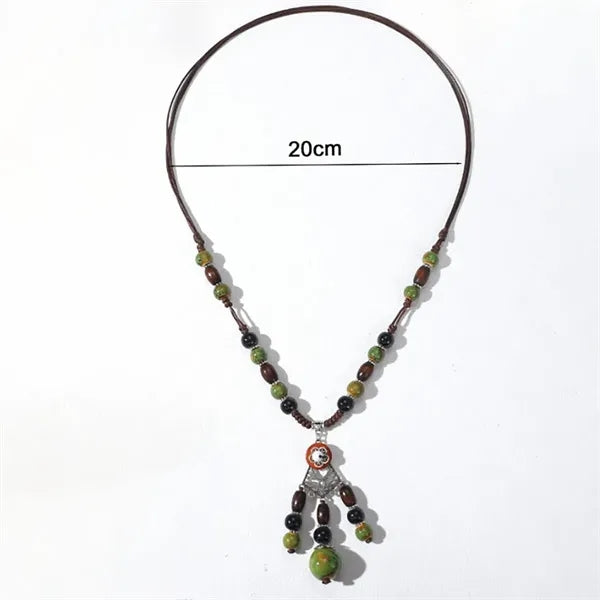 Ethnic Style Ceramic Beaded Sweater Chain Necklace