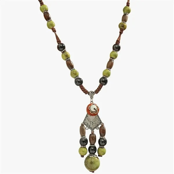 Ethnic Style Ceramic Beaded Sweater Chain Necklace