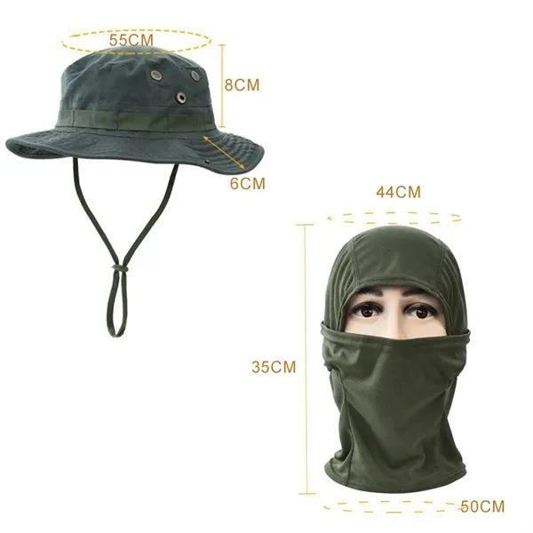 Unisex Camouflage Rounded Hat with Sun Protection  net Scarf