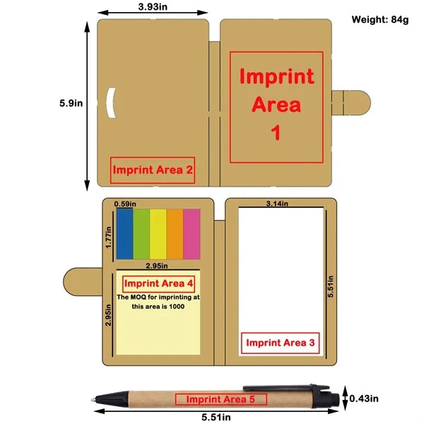 Notepad with Pen and Sticky Notes