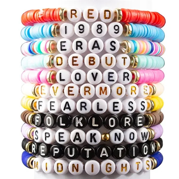 Plastic Lucky Clover Letter Stretch Bracelet