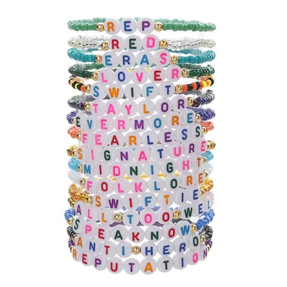 Plastic Lucky Clover Letter Stretch Bracelet