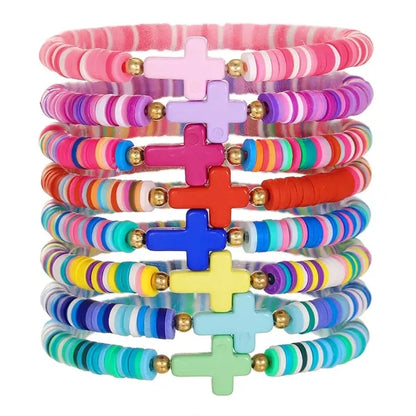 Plastic Lucky Clover Letter Stretch Bracelet