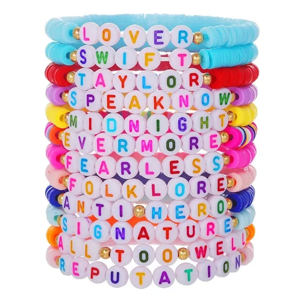 Plastic Lucky Clover Letter Stretch Bracelet