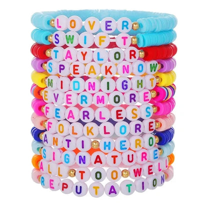 Plastic Lucky Clover Letter Stretch Bracelet