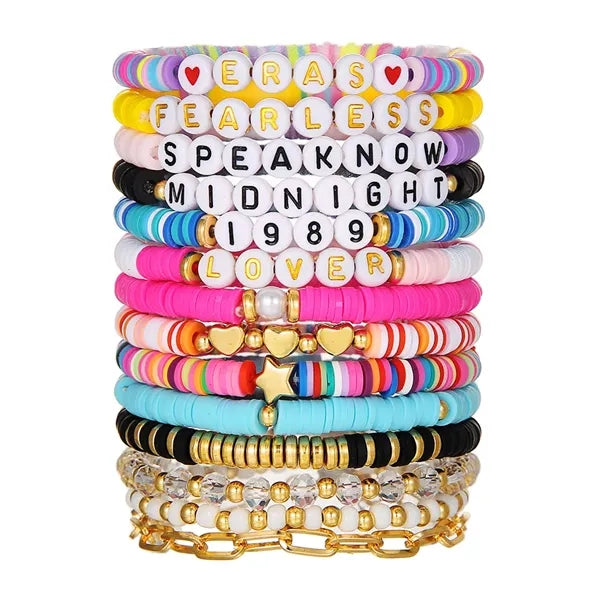 Plastic Lucky Clover Letter Stretch Bracelet