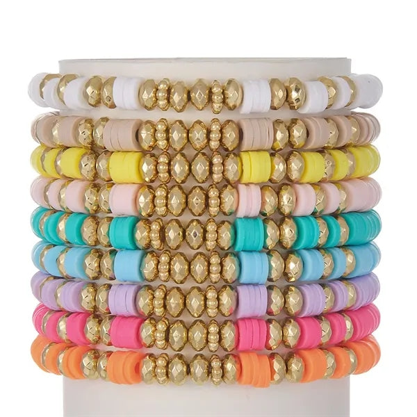 Plastic Lucky Clover Letter Stretch Bracelet