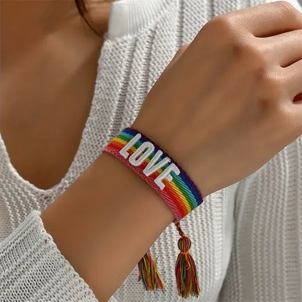 Rainbow Woven Bracelets Gay & Lesbian LGBT Pride Wristband