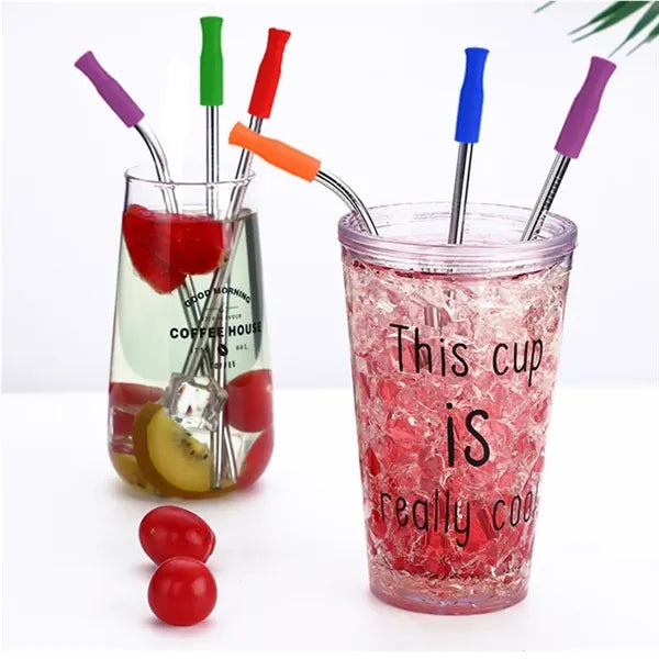 Stainless Steel Metal Straws With Bag And Cleaning Brush