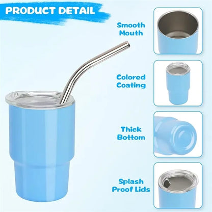 3oz Mini Tumbler Shot Glass with Straw and Lid