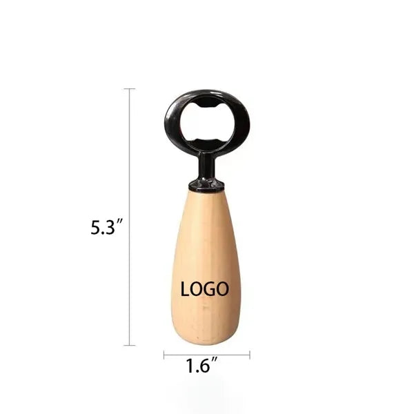 Stand Beech Wooden Handle Bottle Opener 5.3" x 1.6"